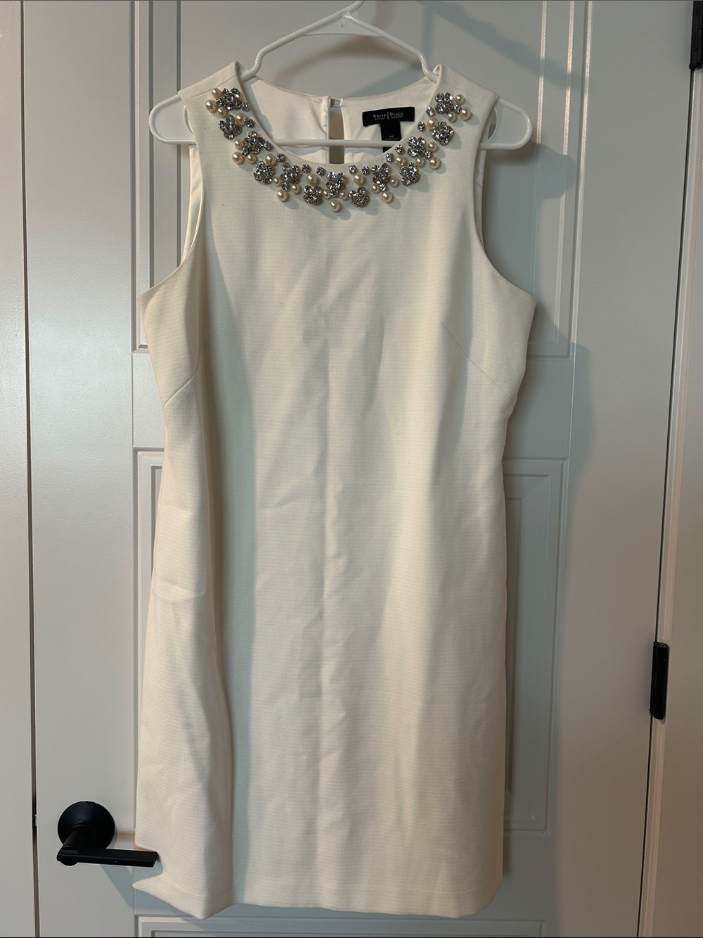 White Dress with Embellished Neckline